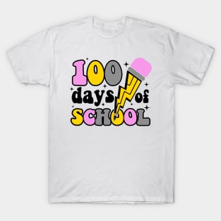 Retro Teacher 100 Days Of School For Boys Girls T-Shirt